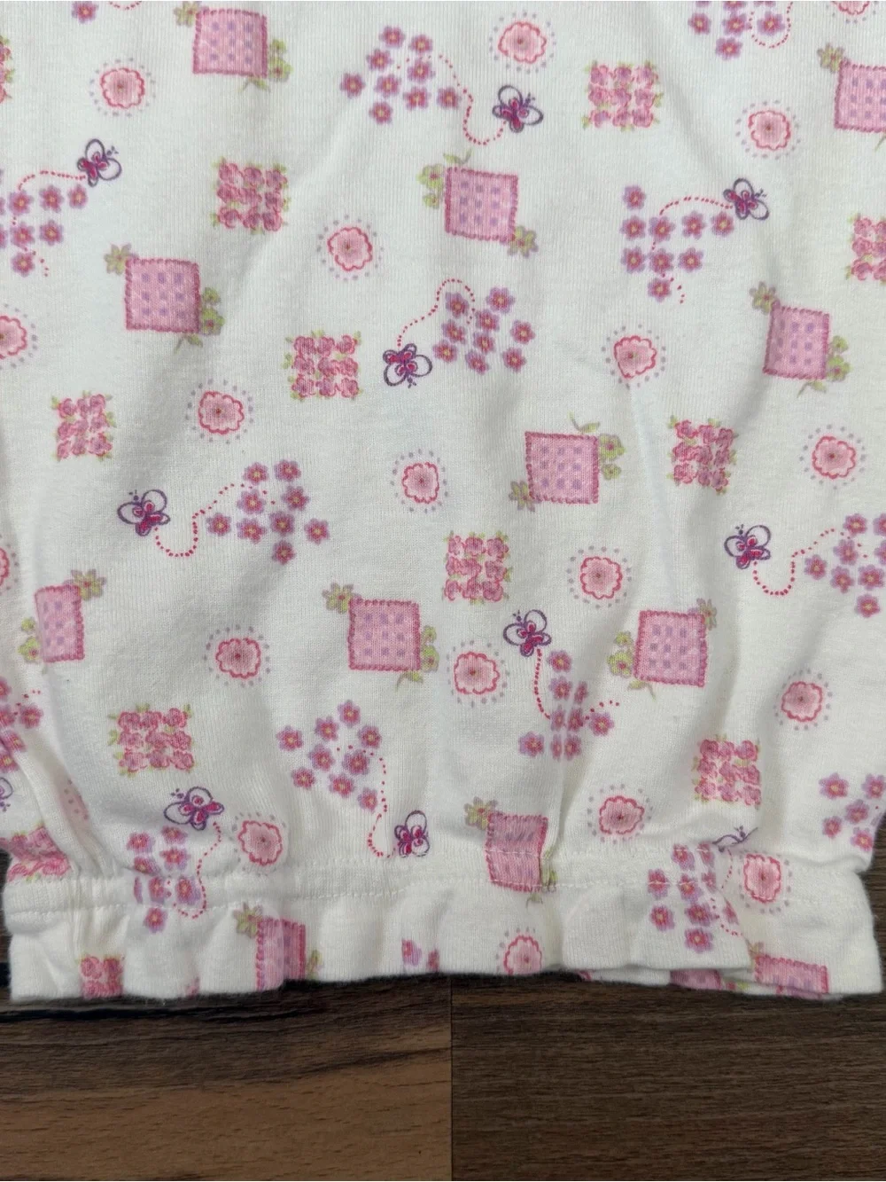 Y2K Pink & Purple Dainty Floral and Butterfly AOP Newborn Cotton Gown Size 0-3m